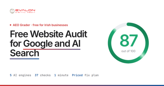 Evalon free website audit report with a score out of 100